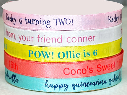 Personalized Birthday Ribbon 3/8" - 36 Colors