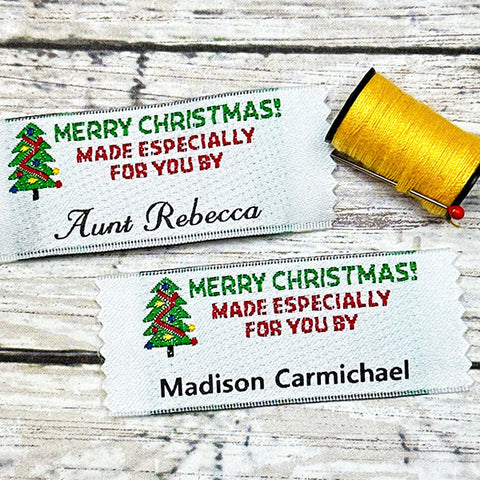 Custom Woven Sewing Labels Personalized Woven Label for Sewing Crafts,  Knitting & Quilting, Name Design Business Text Logo, Size 3/4 x 2-1/2  (20mm x