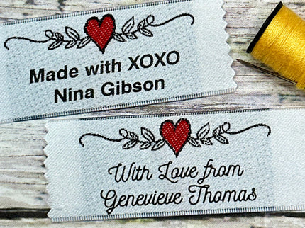 Personalized Clothing Labels Style 67: Heart & Vine