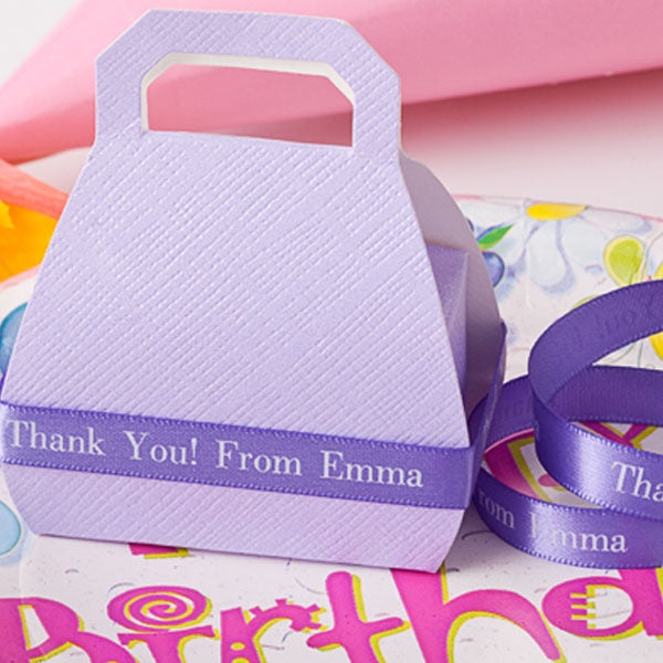 Personalized Wedding Gift Bags with Purple satin ribbon and Custom