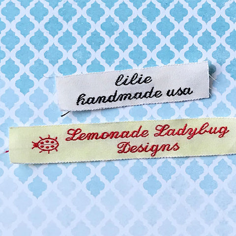 Custom Sewing Labels, knitting Labels - Personalized Brand , Organic Cotton  Ribbon Labels, Artistic font (MD3028)