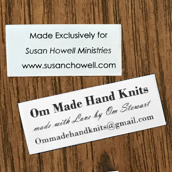 50 Personalized Satin Sewing Labels for Knitting, Quilting and