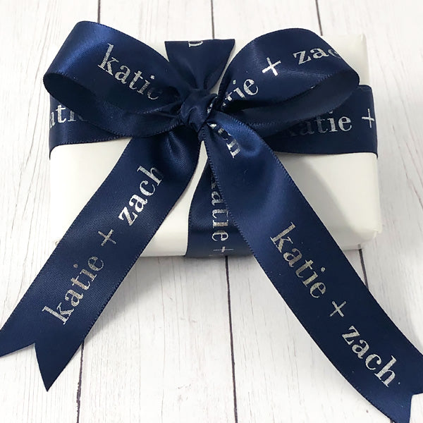 30 Wedding Welcome Bags With Navy Blue Satin Ribbon & Names 
